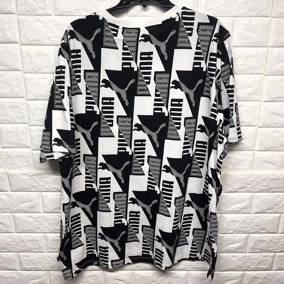 Puma Power All Over Print Graphic Tee Logo Black White T Shirt Men 2XL NWT - Picture 11 of 11